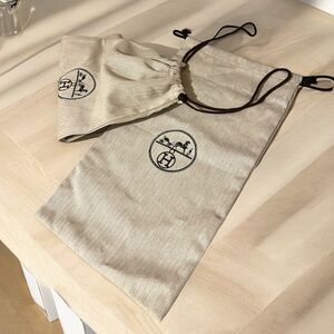 Set of 2 Hermes Woven Drawstring Dust Bags